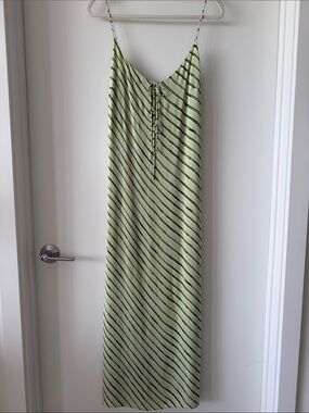 Summer Away Green Striped Slip Dress - Lightweight Summer Maxi
